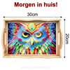 OP=OP Diamond Painting Houten Dienblad 05 Uil (20x30cm)