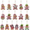 Diamond Painting Sleutelhanger set Kerst Figuurtjes (16 stuks)
