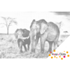 HappyDots DOT Painting Olifant met kleintje 60x80cm - Stippelschilderij zwart