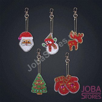 OP=OP Diamond Painting Sleutelhanger Set Kerst 02 (5 stuks)
