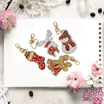 Diamond Painting Sleutelhanger Set Kerst 03 (8 stuks)