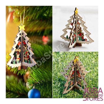 OP=OP Houten Kerst Hangers Kerstboom 3D (5 stuks)