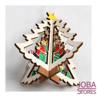 OP=OP Houten Kerst Hangers Kerstboom 3D (5 stuks)