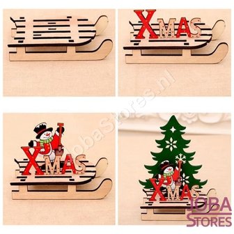 Houten Kerst Slee Xmas Kerstman (L)