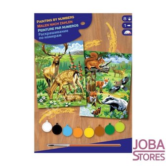 Schilderen op nummer "Sequin Art" Junior Bosdieren (2 stuks)