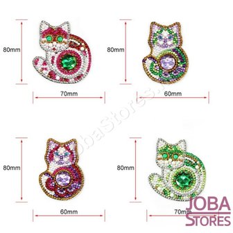 Diamond Painting Sleutelhanger Set Katjes (4 stuks)