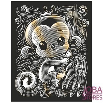 OP=OP Kras Tekening Junior - Sequin Art - Aapje - Goud
