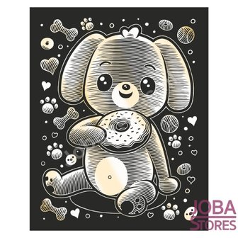 OP=OP Kras Tekening Junior - Sequin Art - Hondje - Goud