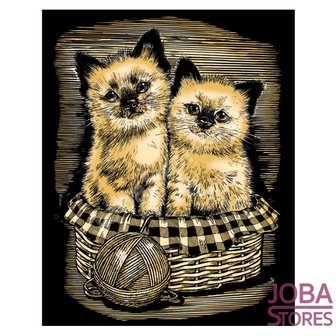OP=OP Kras Tekening Senior - Sequin Art - Kittens - Goud