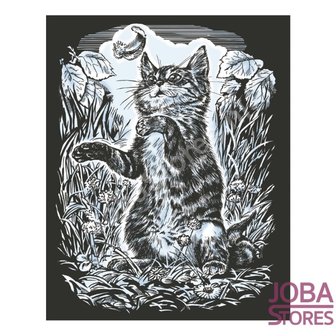 OP=OP Kras Tekening Senior - Sequin Art - Kitten - Zilver