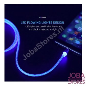 USB kabel magnetisch met verlichting en 3 stekkers (Blauw)