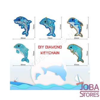 Diamond Painting Sleutelhanger Set Dolfijnen (5 stuks)