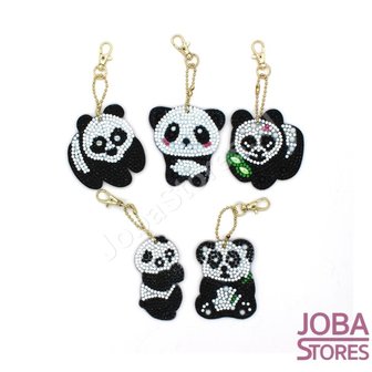 Diamond Painting Sleutelhanger Set Panda (5 stuks)