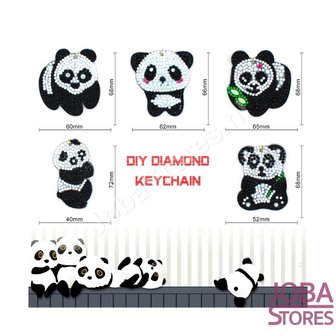 Diamond Painting Sleutelhanger Set Panda (5 stuks)