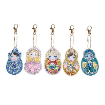 OP=OP Diamond Painting Sleutelhanger Set Matruschka (5 stuks)