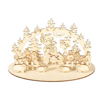 OP=OP Houten Kerst Stal om zelf te beschilderen / kleuren (Ovaal)