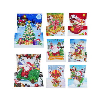 Diamond Painting 3D Kerstkaarten Set 02 (8 kaarten)