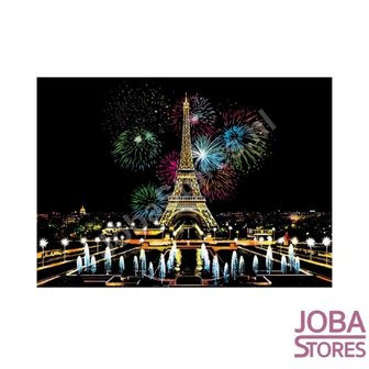 Kras Tekening Groot &quot;Colorful City&quot; Fireworks Paris (41x29cm)