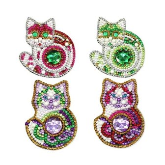 OP=OP Diamond Painting Sleutelhanger Set Katjes (4 stuks)
