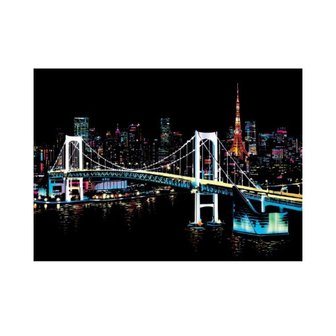 Kras Tekening Groot &quot;Colorful City&quot; Tokyo (41x29cm)