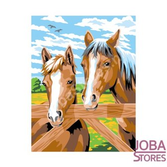 OP=OP Schilderen op nummer - Sequin Art - Junior - Paarden