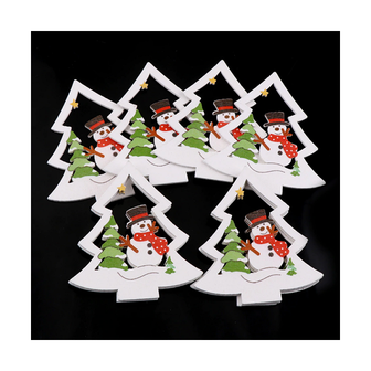 OP=OP Houten Kerst Hangers Wit Kerstboom (10 stuks)