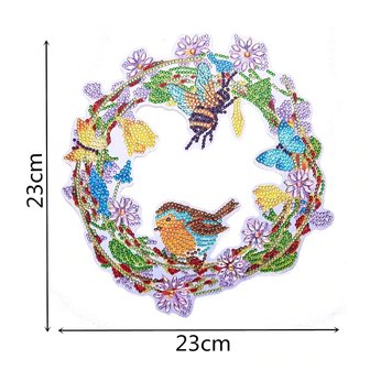 OP=OP Diamond Painting Krans Bloemen en vlinders 23cm