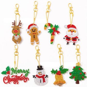 Diamond Painting Sleutelhanger Set Kerst 17 (24 stuks)