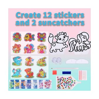 Diamond Painting Kinder pakket 01 (12 stickers + 2 hangers)