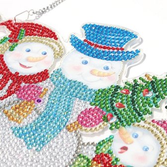 Diamond Painting Hangend Ornament Kerst 01 20cm (Sneeuwpoppen)