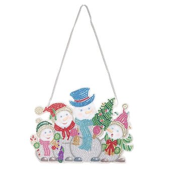 OP=OP Diamond Painting Hangend Ornament Kerst 01 20cm (Sneeuwpoppen)