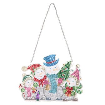 Diamond Painting Hangend Ornament Kerst 01 20cm (Sneeuwpoppen)