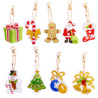 Diamond Painting Sleutelhanger Set Kerst 20 (9 stuks)