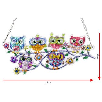 Diamond Painting Hangend Ornament uiltjes op tak (29cm)