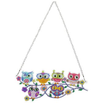 Diamond Painting Hangend Ornament uiltjes op tak (29cm)