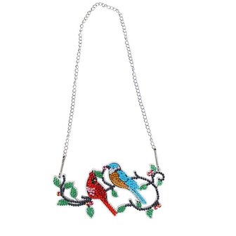 OP=OP Diamond Painting Hangend Ornament 2 vogeltjes op tak (15cm)