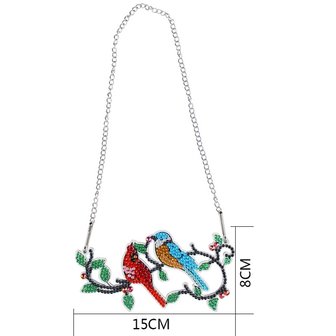 OP=OP Diamond Painting Hangend Ornament 2 vogeltjes op tak (15cm)