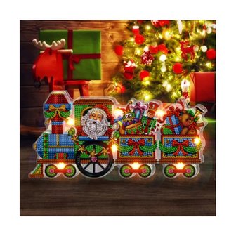 Diamond Painting Staande Kerst Lamp 09 (Trein)