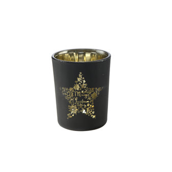 Goebel - Kerst | Windlicht Merry Christmas | Glas, 7cm, theelicht, waxinelicht houder