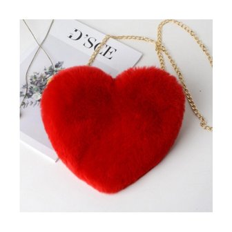 Hartvormige Pluche Tas Rood 25cm - Valentijnsdag - Moederdag TIP