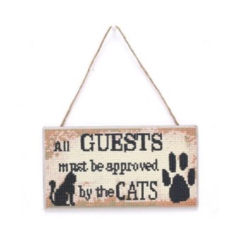Diamond Painting Welkomstbordje 03 25cm (Guests - Cats)