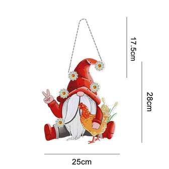 OP=OP Diamond Painting Hangend Ornament Lente Gnome/Kabouter (28cm) met verlichting