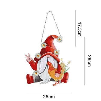 Diamond Painting Hangend Ornament Lente Gnome/Kabouter (28cm) met verlichting