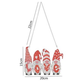 OP=OP Diamond Painting Hangend Ornament Gnomes Love 20cm - Valentijnsdag - Moederdag TIP