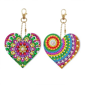 Diamond Painting Sleutelhanger Set verlicht Harten (2 stuks)