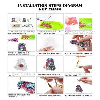OP=OP Diamond Painting Sleutelhanger Set verlicht Olifanten (2 stuks)