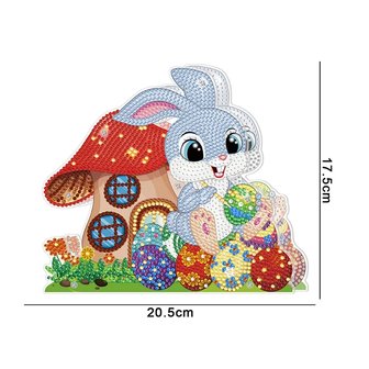 Diamond Painting Staand Paas Ornament met verlichting Haasje met paddestoel (20cm)