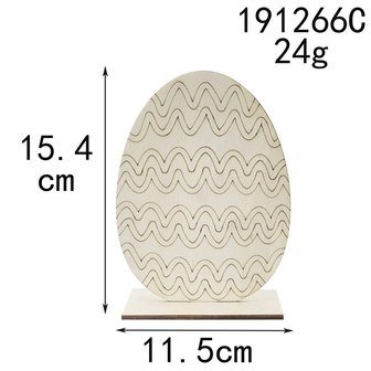 Houten Paasei om zelf te beschilderen / kleuren (15cm)