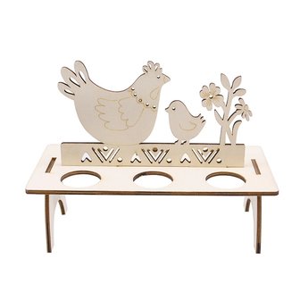 OP=OP Houten eier standaard Kip om zelf te beschilderen / kleuren (20cm)