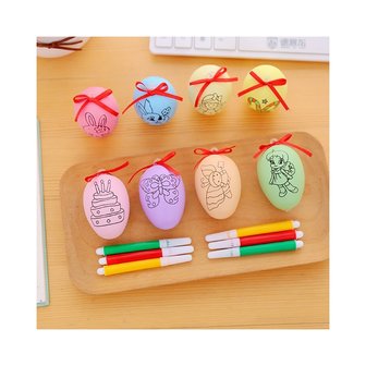 OP=OP Set Paaseieren met figuren om zelf in te kleuren (6 stuks) inclusief stiften
